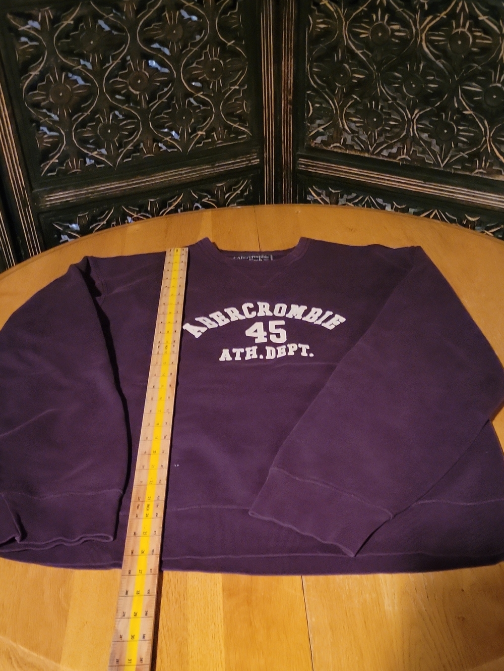 Abercrombie & Fitch Burgandy Crewneck Sweatshirt with White '45 ATH. DEPT.' Logo
